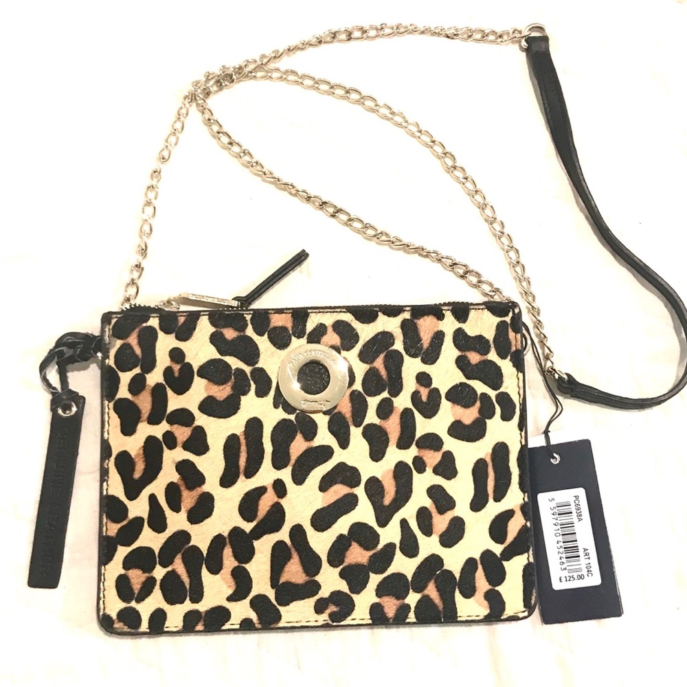 NWT Paul Costelloe Leather Leopard Print Purse Bag